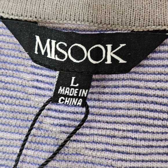 NWT Misook Knit Long Cardigan Sz Large Camouflage Gray Purple Quiet Luxury Pock - Picture 5 of 10